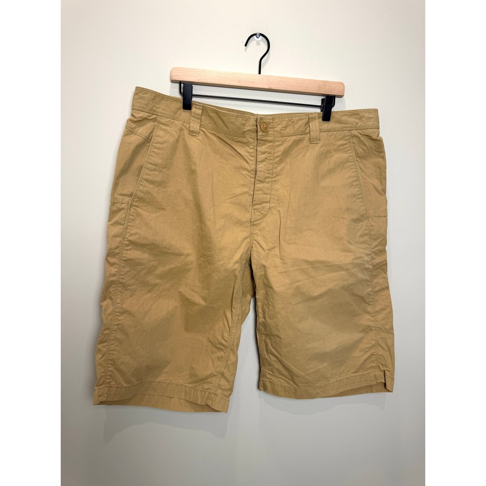 The North Face Mens 40 Tan Khaki Brown Cotton Blend Button Fly Shorts Outdoors